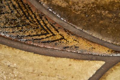 Oak Coffee Table with Glazed Stoneware Tiles by S ren Jean Larsen Denmark 1980s