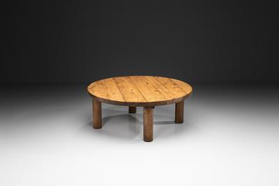 Oak Coffee Table with Round Legs Europe 1960s