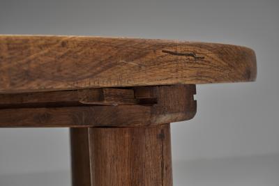Oak Coffee Table with Round Legs Europe 1960s