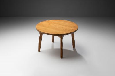 Oak Coffee Table with Sculptural Legs by Danish Cabinetmaker Denmark 1950s