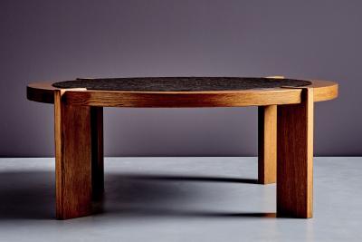 Oak Frame Coffee Table with Slate Inset