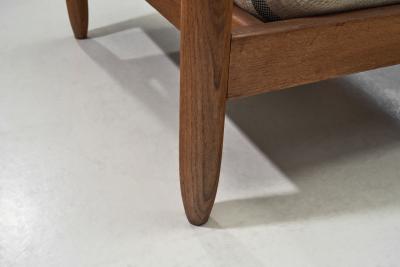 Oak Lounge Chair with Striped Cushions The Netherlands 1960s