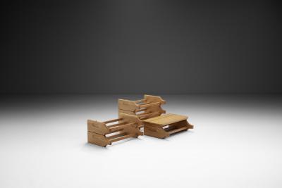 Oak Six Tiered Stackable Wine Rack Europe 1970s