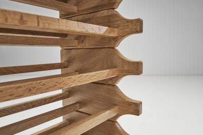 Oak Six Tiered Stackable Wine Rack Europe 1970s