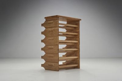 Oak Six Tiered Stackable Wine Rack Europe 1970s