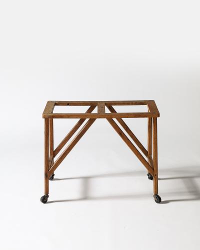 Oak Table Base on Casters United States c 1950