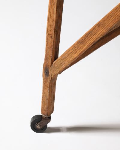 Oak Table Base on Casters United States c 1950