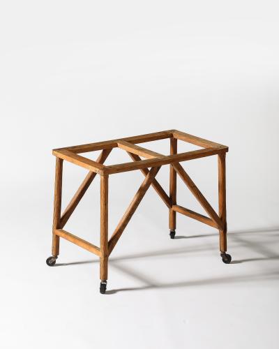 Oak Table Base on Casters United States c 1950