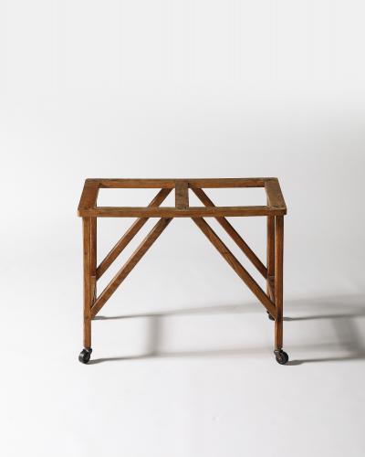 Oak Table Base on Casters United States c 1950