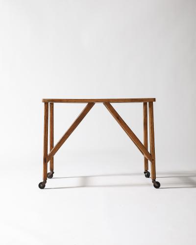 Oak Table Base on Casters United States c 1950