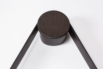 Oak and Leather Round Mirror Ebony