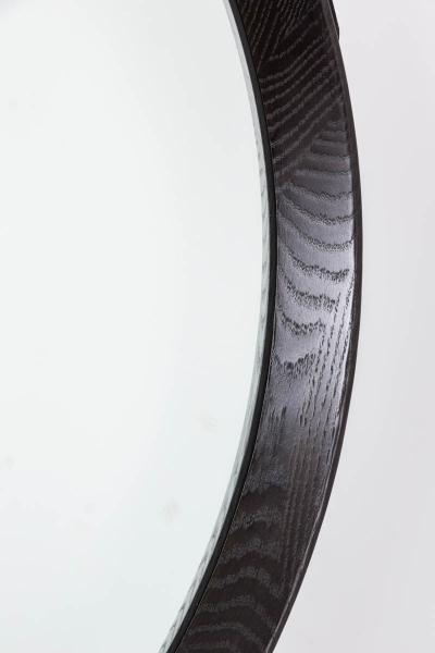 Oak and Leather Round Mirror Ebony