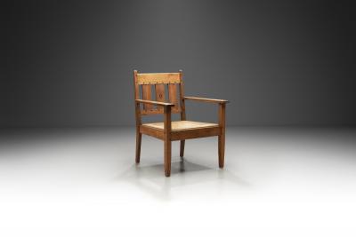 Oak and Rush Armchair by LOV Netherlands ca 1920s