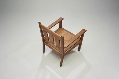 Oak and Rush Armchair by LOV Netherlands ca 1920s