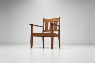 Oak and Rush Armchair by LOV Netherlands ca 1920s