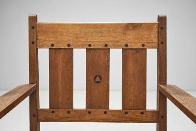 Oak and Rush Armchair by LOV Netherlands ca 1920s