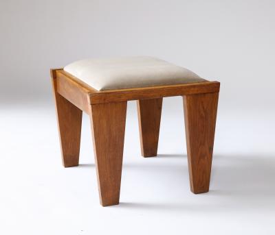 Oak and Upholstery Stool France c 1960
