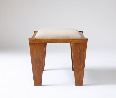 Oak and Upholstery Stool France c 1960