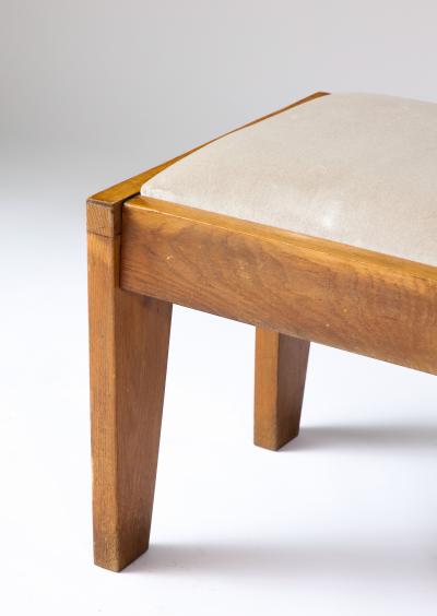 Oak and Upholstery Stool France c 1960