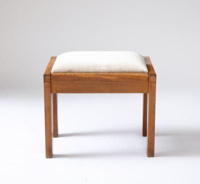 Oak and Upholstery Stool France c 1960