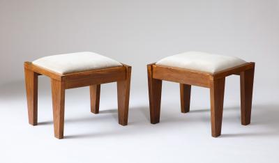 Oak and Upholstery Stool France c 1960