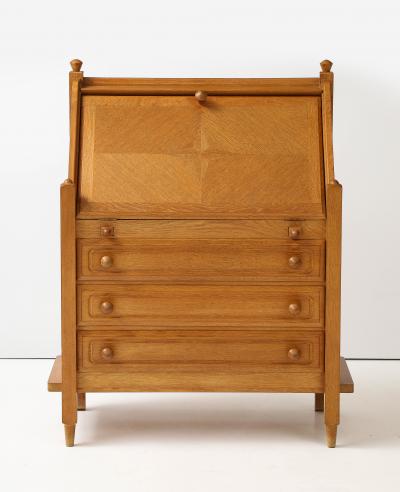 Oak secretary desk by Guillerme and Chambron C 1965