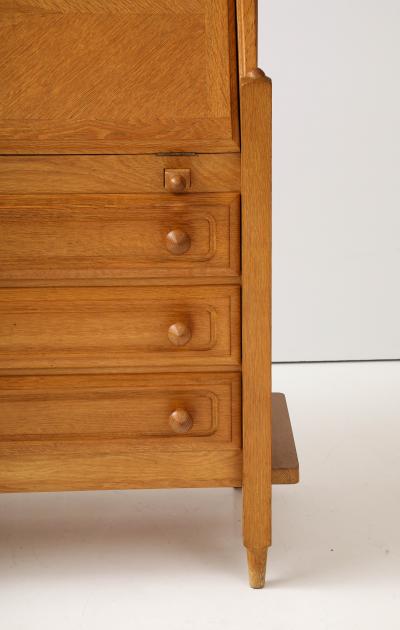Oak secretary desk by Guillerme and Chambron C 1965