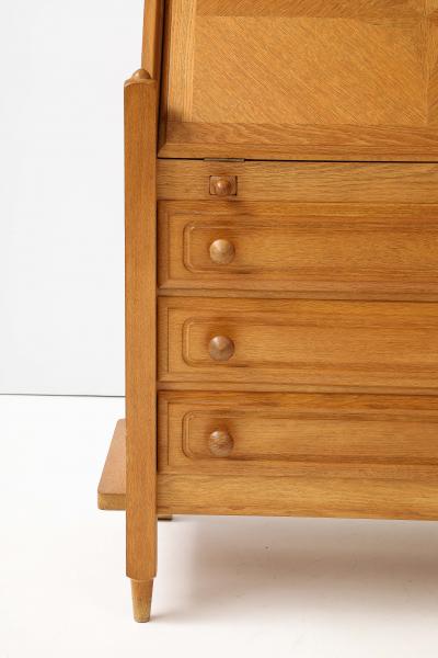 Oak secretary desk by Guillerme and Chambron C 1965