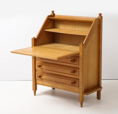 Oak secretary desk by Guillerme and Chambron C 1965