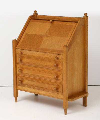 Oak secretary desk by Guillerme and Chambron C 1965