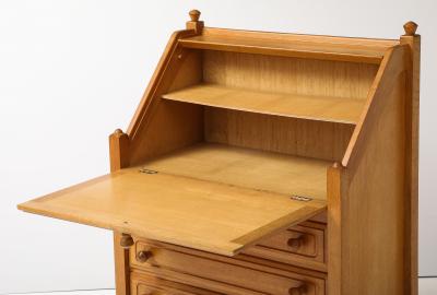 Oak secretary desk by Guillerme and Chambron C 1965