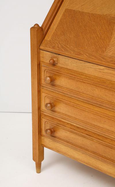 Oak secretary desk by Guillerme and Chambron C 1965