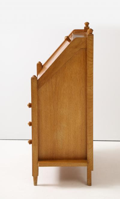 Oak secretary desk by Guillerme and Chambron C 1965