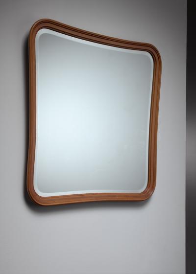 Oak slightly concave square wall mirror