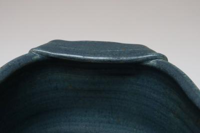 Oblong Vintage Blue and Ochre Studio Pottery Planter Vase by Deanna Nichols