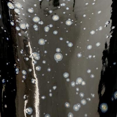 Oblong centerpiece with deep blue speckled glaze