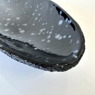 Oblong centerpiece with deep blue speckled glaze