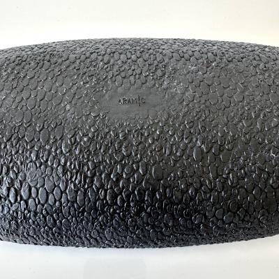 Oblong centerpiece with deep blue speckled glaze