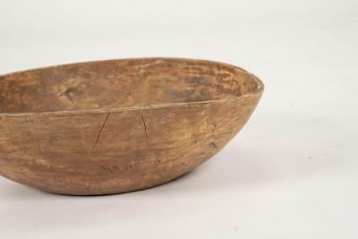 Ocher Color Rustic Swedish Wooden Dug Out Bowl