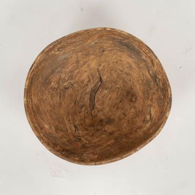 Ocher Color Rustic Swedish Wooden Dug Out Bowl