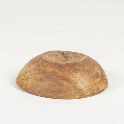 Ocher Color Rustic Swedish Wooden Dug Out Bowl