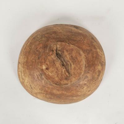 Ocher Color Rustic Swedish Wooden Dug Out Bowl