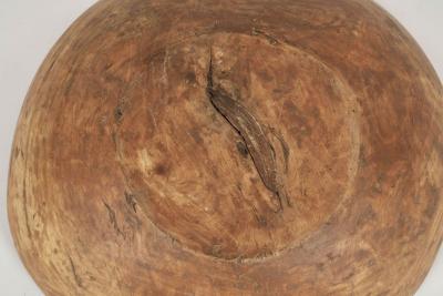Ocher Color Rustic Swedish Wooden Dug Out Bowl