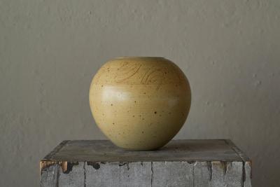 Ochre Yellow Art Deco Studio Pottery Vase Europe 1940s