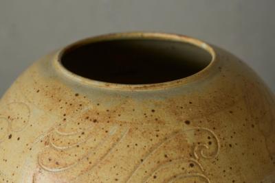 Ochre Yellow Art Deco Studio Pottery Vase Europe 1940s