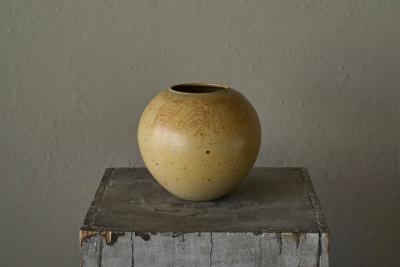 Ochre Yellow Art Deco Studio Pottery Vase Europe 1940s