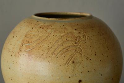 Ochre Yellow Art Deco Studio Pottery Vase Europe 1940s