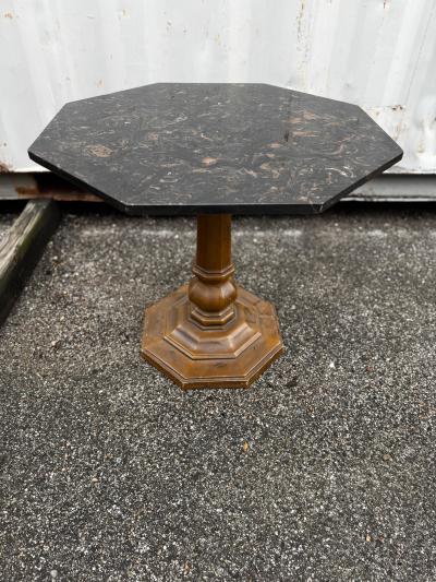 Octagon Shape Granite Top Occasional Pedestal Base Table