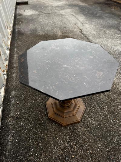 Octagon Shape Granite Top Occasional Pedestal Base Table