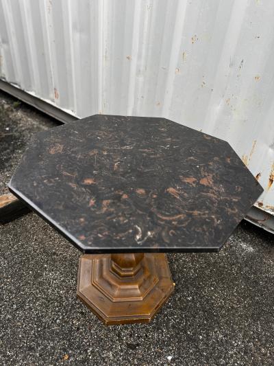 Octagon Shape Granite Top Occasional Pedestal Base Table